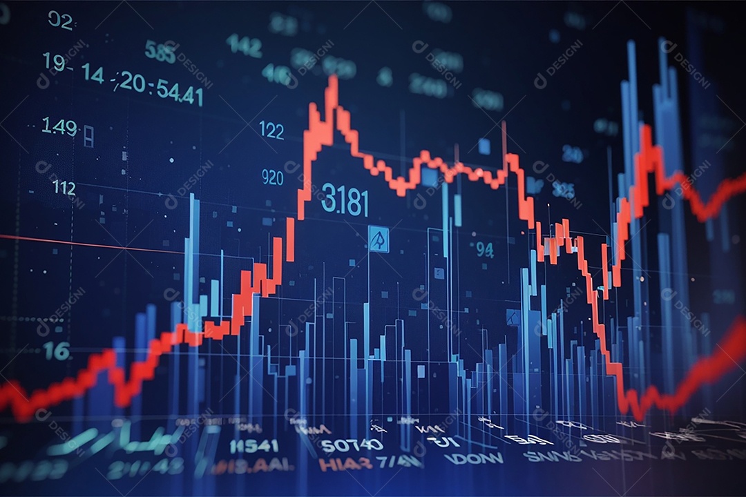 Números do mercado de ações negociando gráfico digital