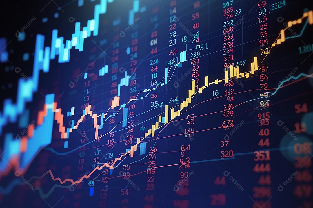 Números do mercado de ações negociando gráfico digital