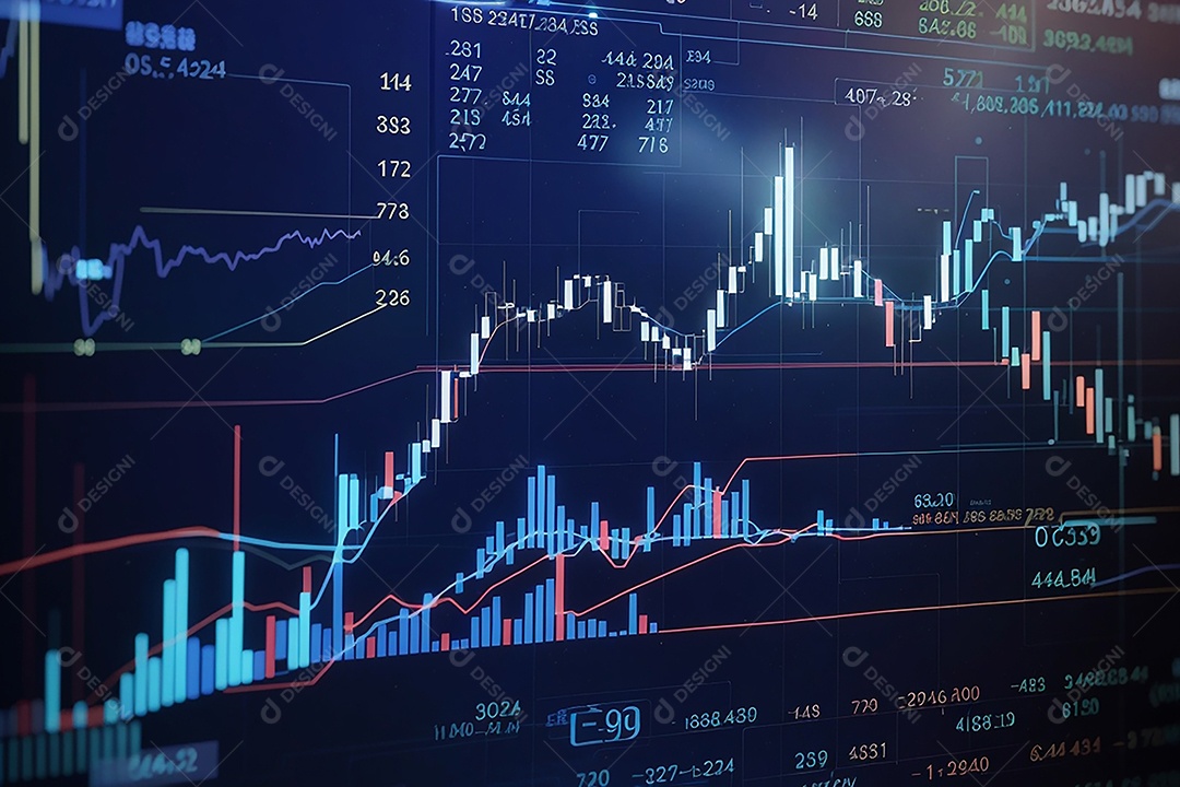 Números do mercado de ações negociando gráfico digital