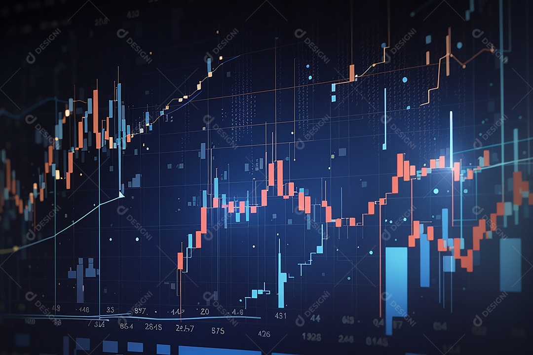 Números do mercado de ações negociando gráfico digital