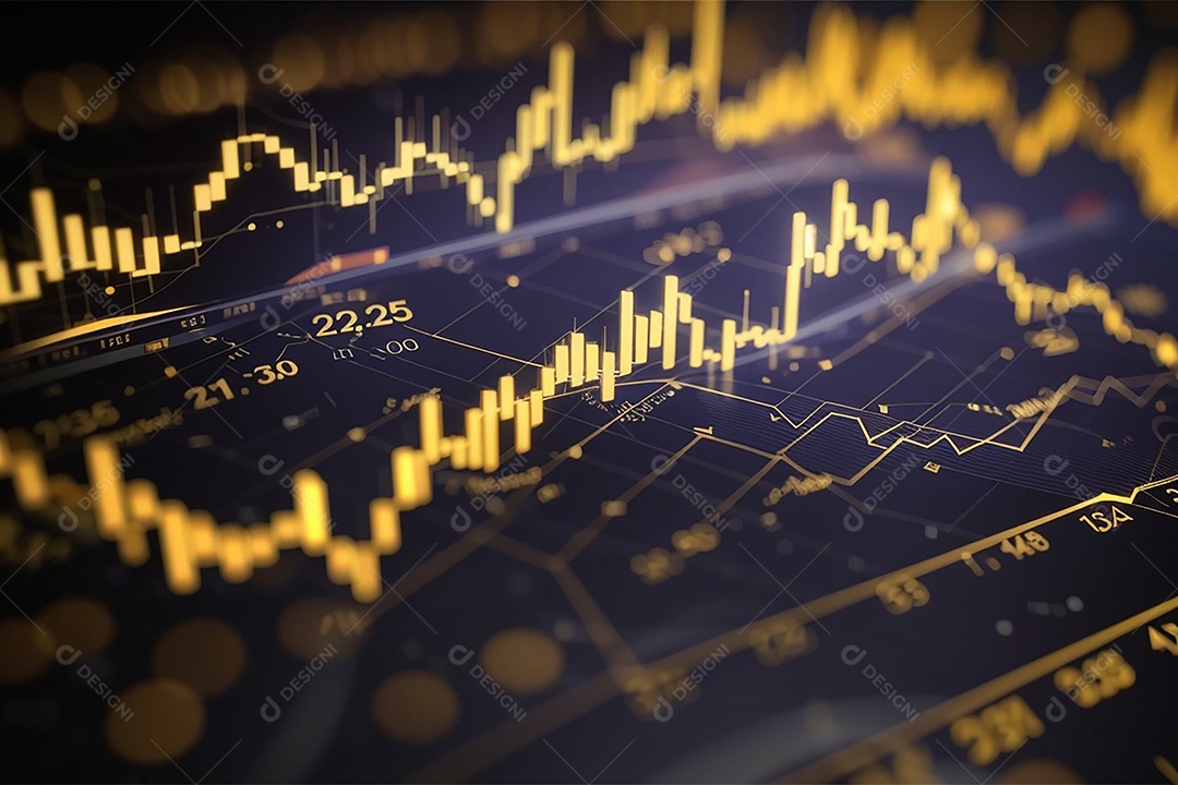 Números do mercado de ações negociando gráfico digital