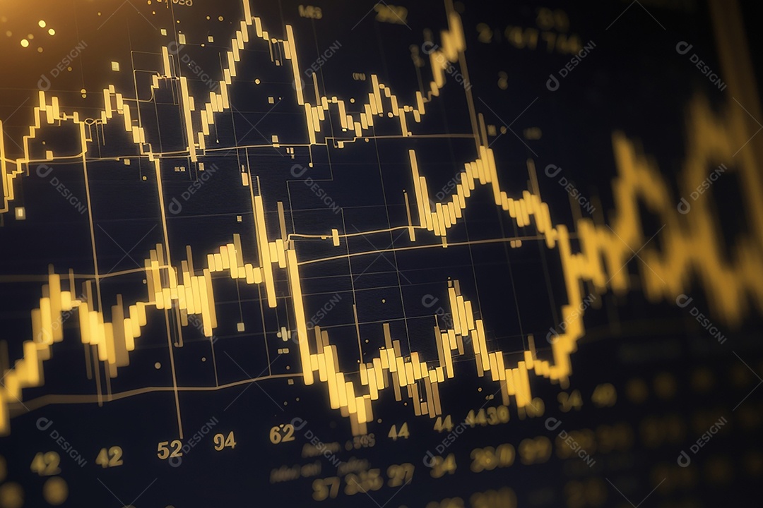 Números do mercado de ações negociando gráfico digital