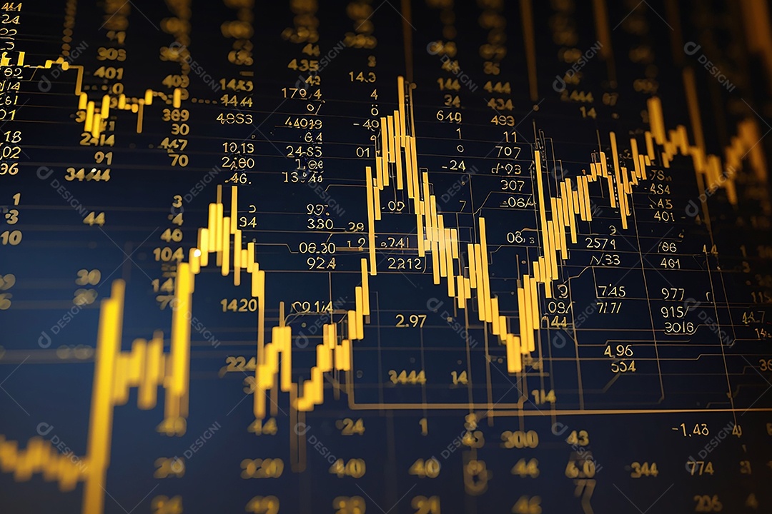 Números do mercado de ações negociando gráfico digital