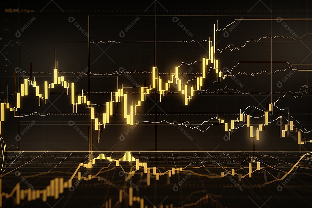 Números do mercado de ações negociando gráfico digital