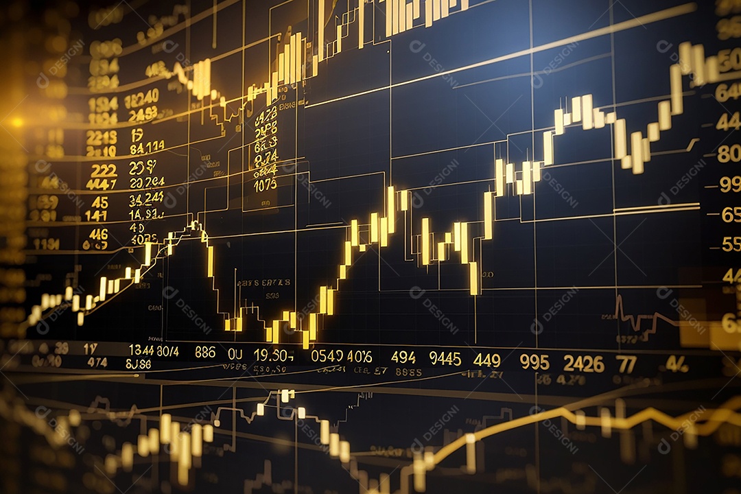 Números do mercado de ações negociando gráfico digital