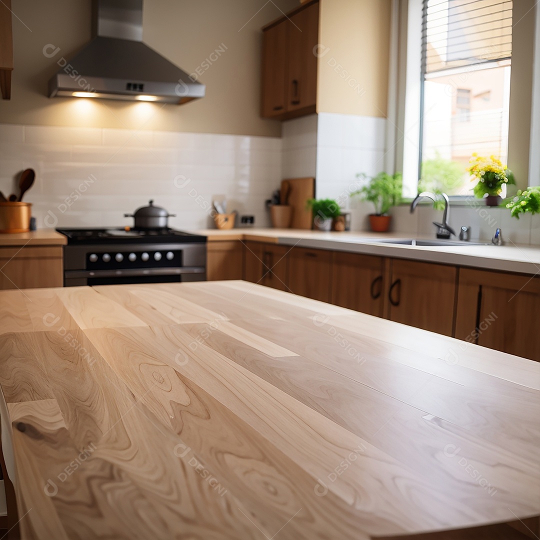 Mesa vazia fundo de cozinha