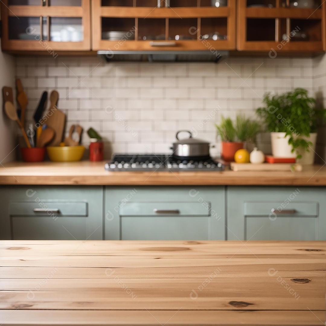 Mesa vazia fundo de cozinha