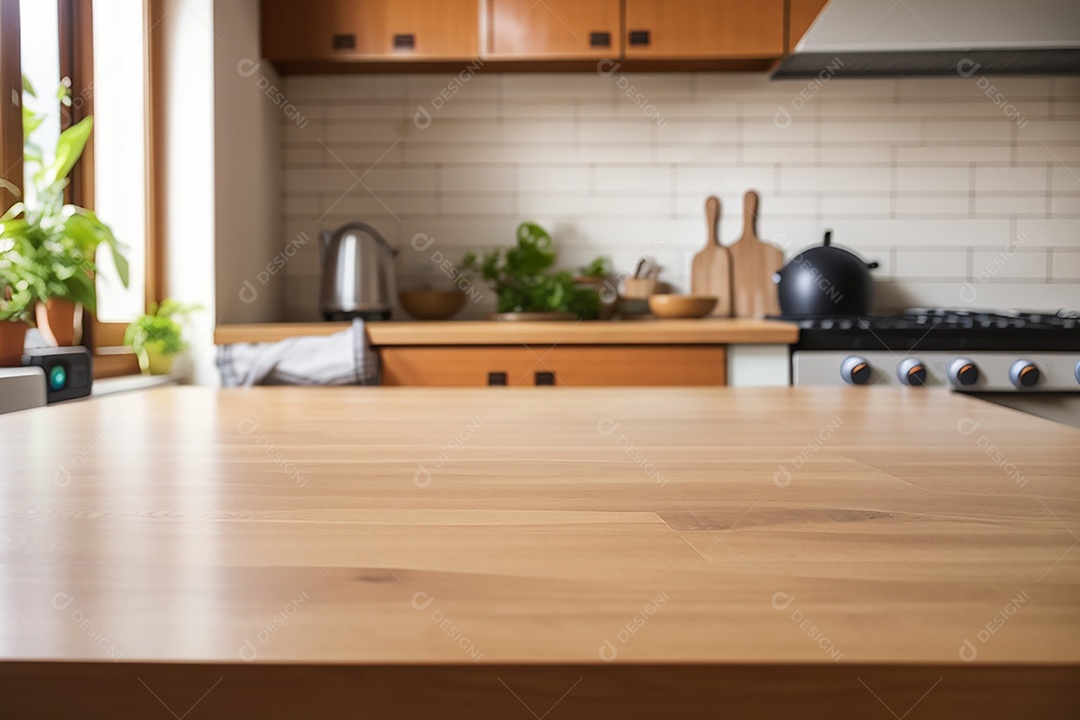 Mesa vazia fundo de cozinha