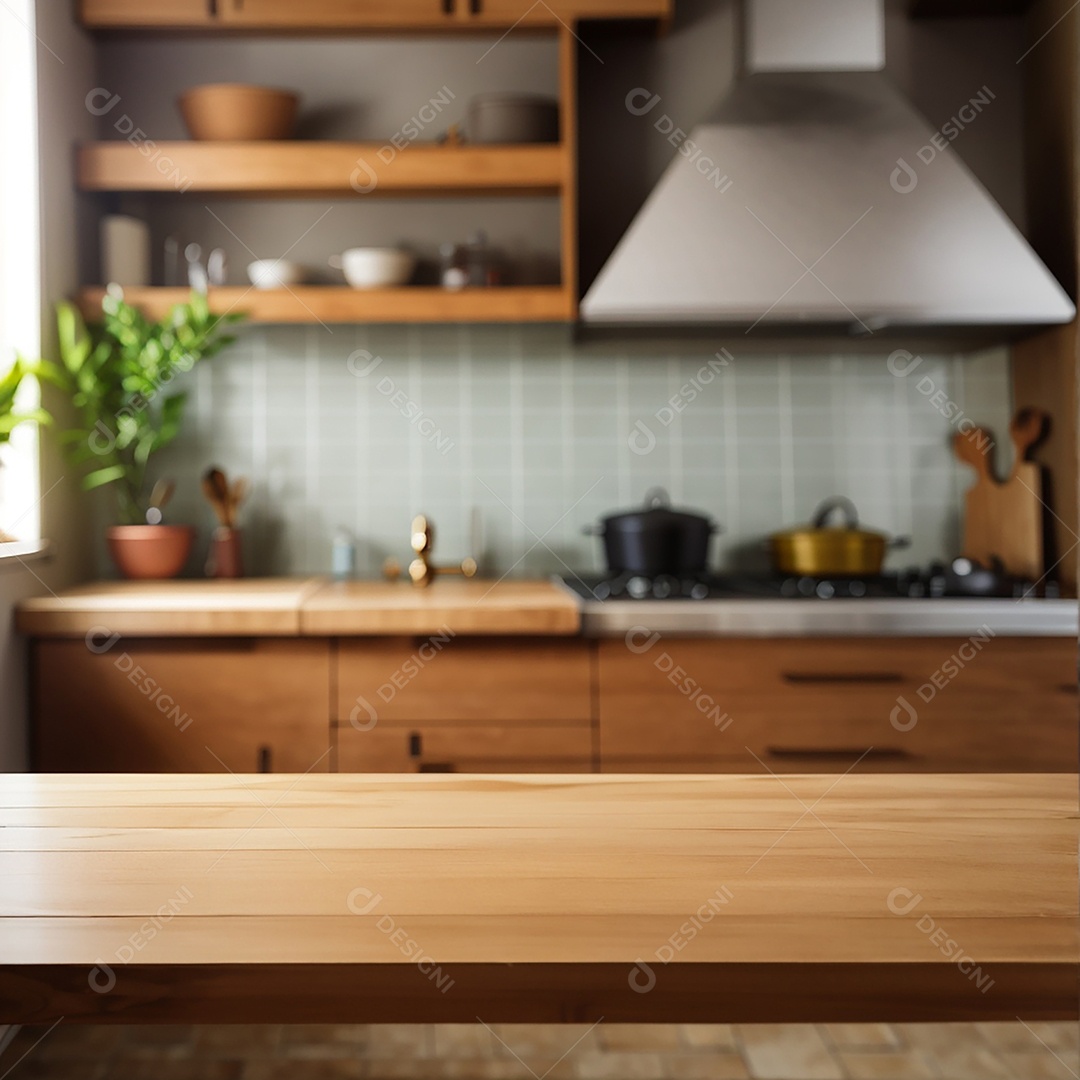 Mesa vazia fundo de cozinha