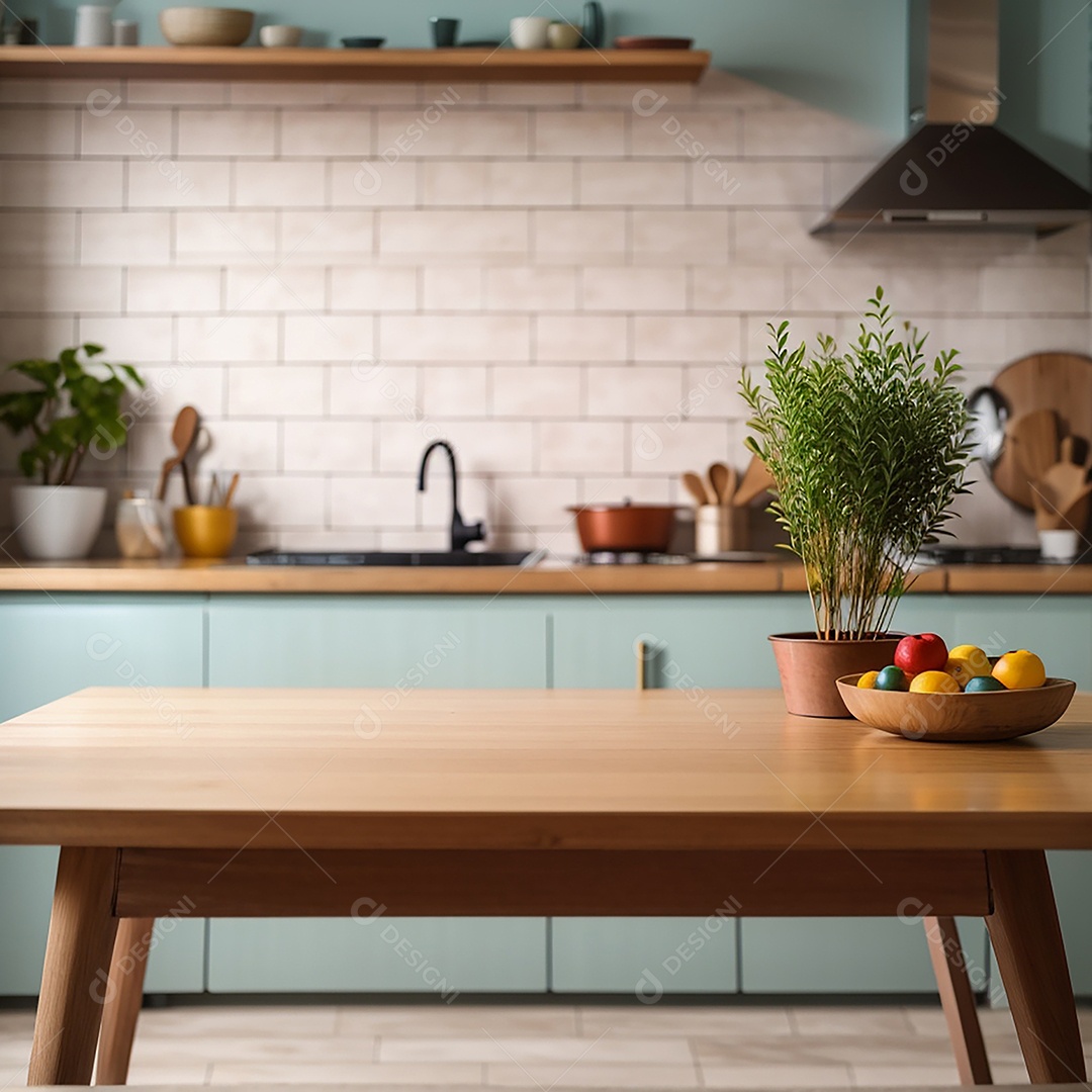 Mesa vazia fundo de cozinha