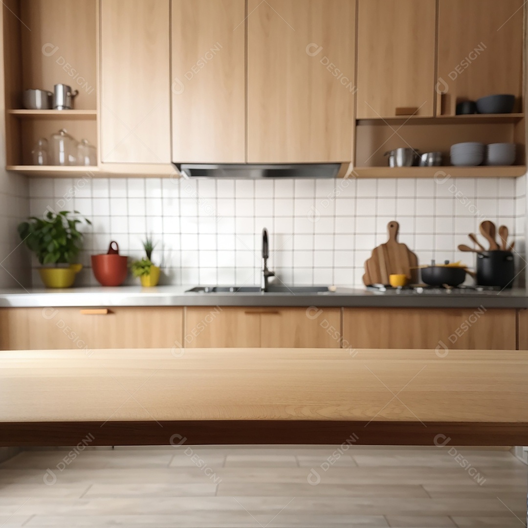 Mesa vazia fundo de cozinha