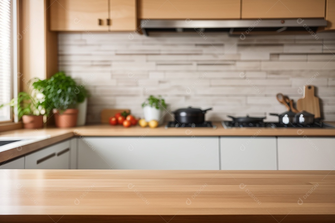 Mesa vazia fundo de cozinha