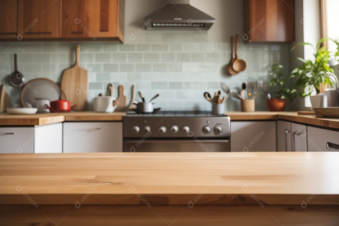 Mesa vazia fundo de cozinha