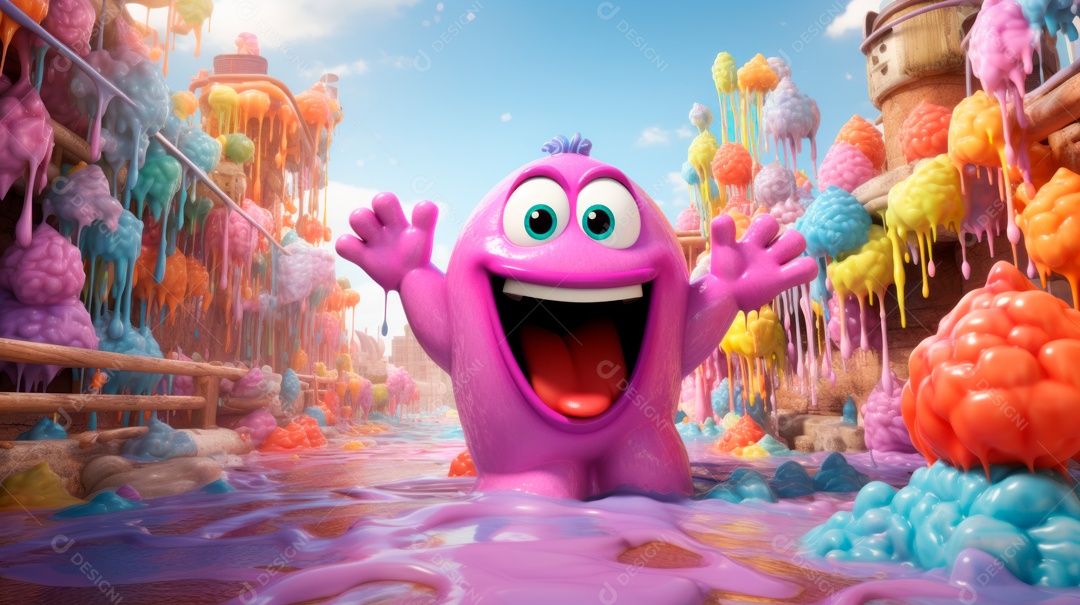 Festival Holi, 25 de março, desenho animado 3D IA generativa.