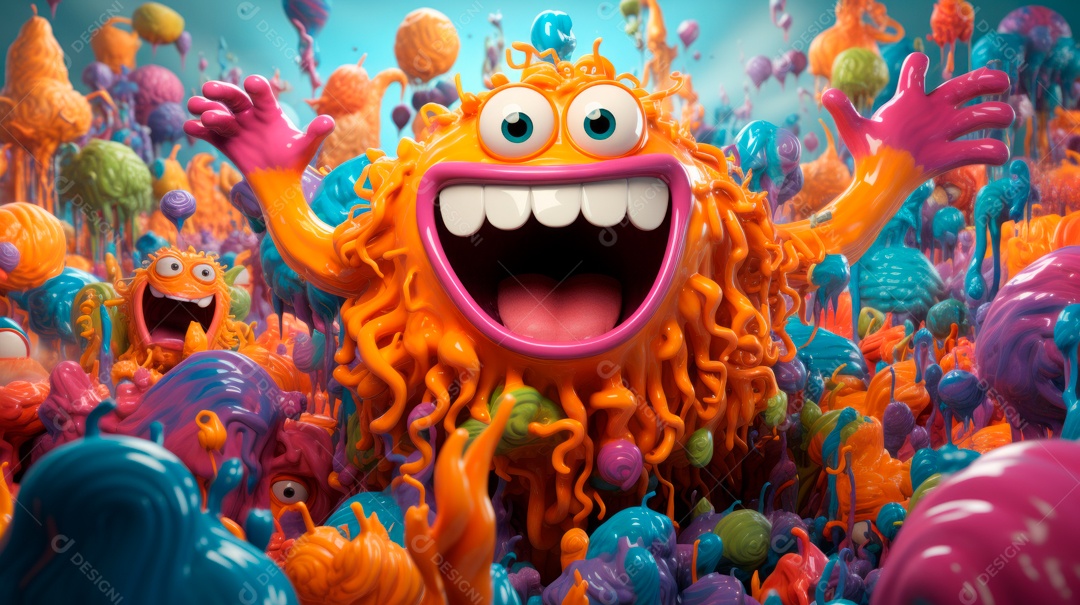 Festival Holi, 25 de março, desenho animado 3D IA generativa.