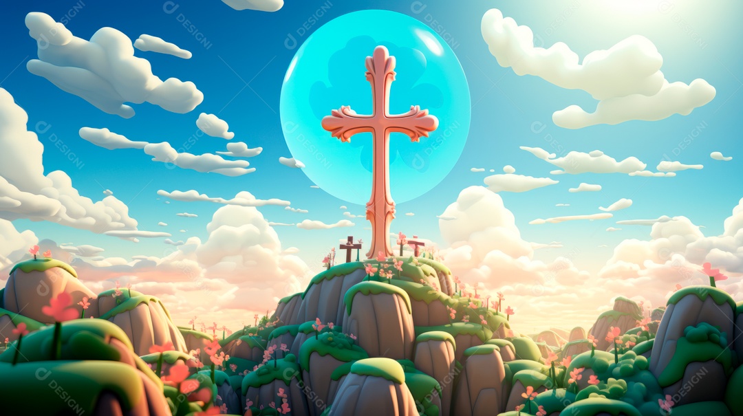 Sexta-feira Santa Sexta-feira Santa, 29 de março Desenho animado em 3D IA generativa.