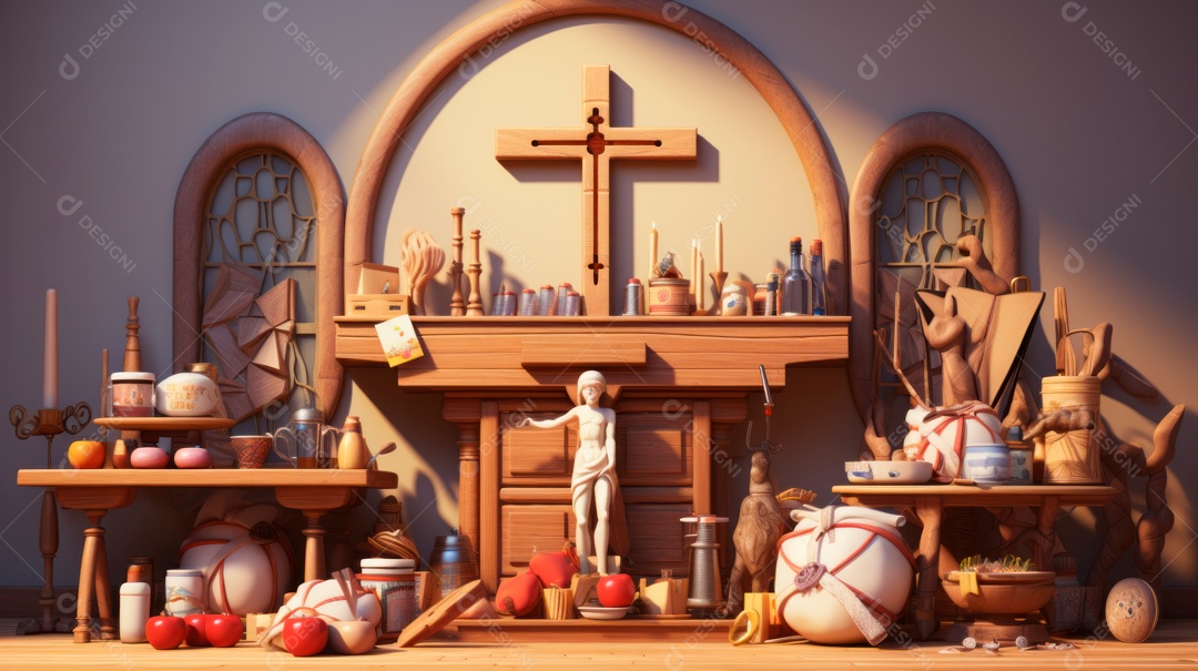 Sexta-feira Santa Sexta-feira Santa, 29 de março Desenho animado em 3D IA generativa.