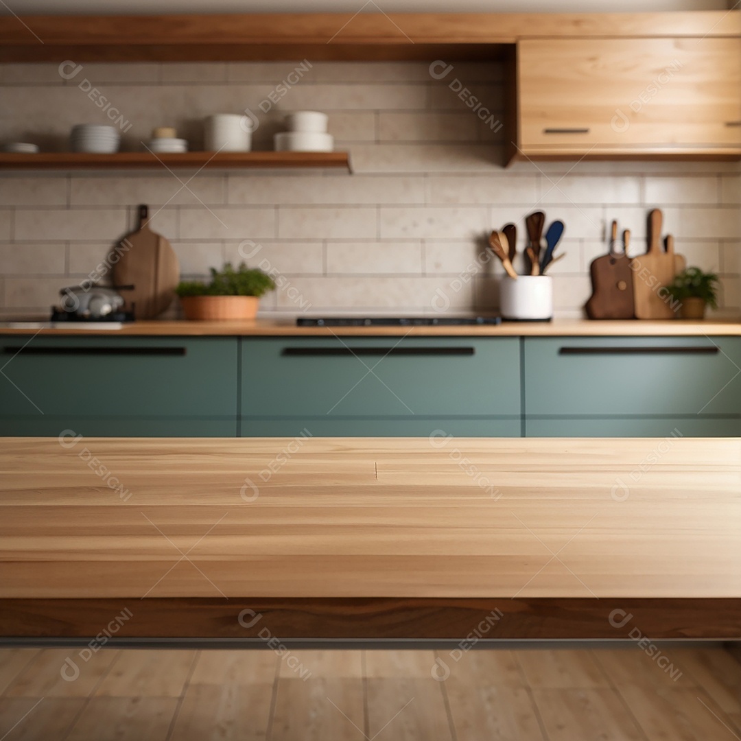 Focar mesa vazia fundo de cozinha