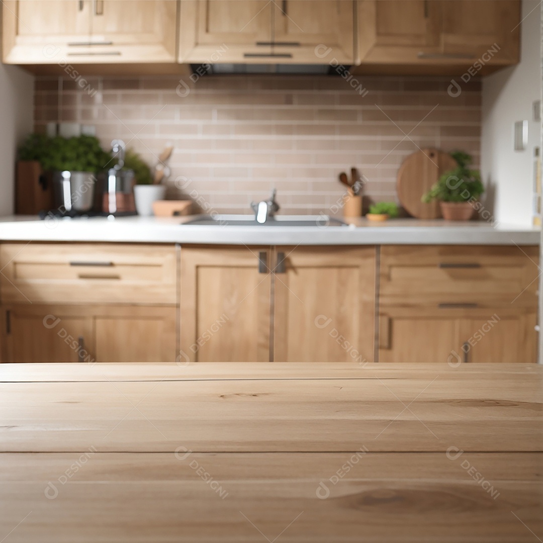 Focar mesa vazia fundo de cozinha