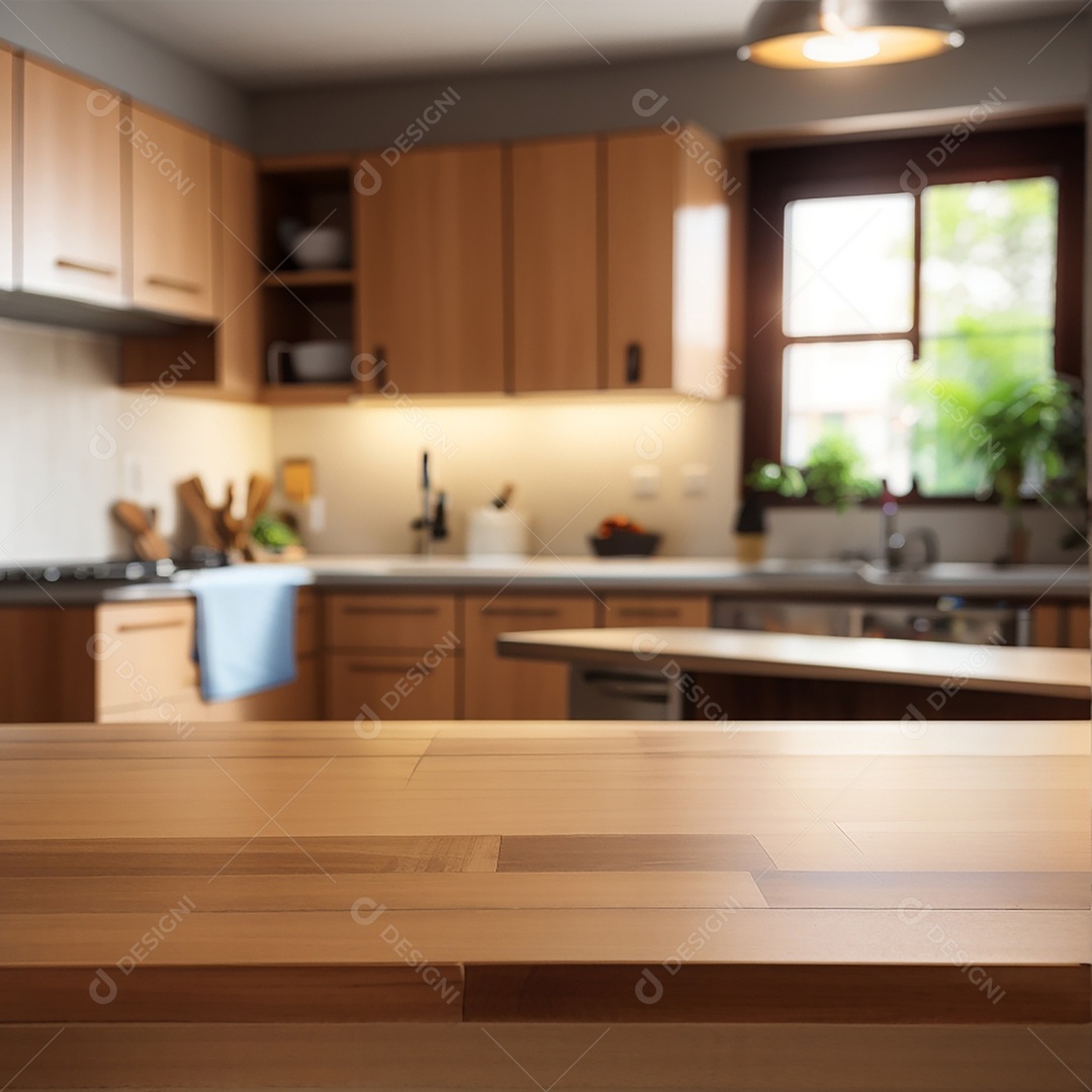 Focar mesa vazia fundo de cozinha