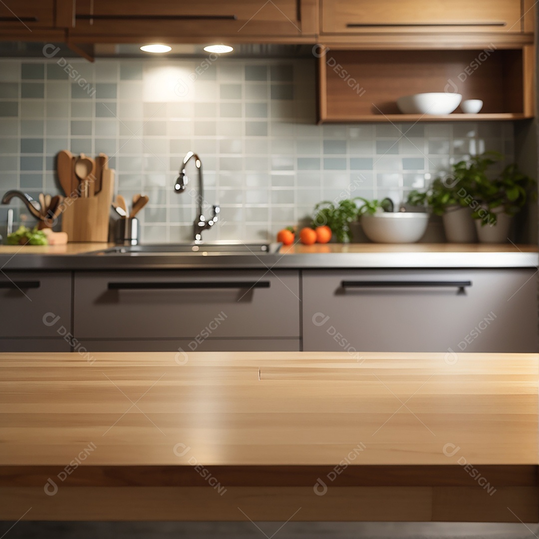 Focar mesa vazia fundo de cozinha