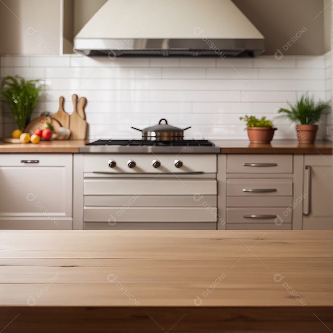 Focar mesa vazia fundo de cozinha