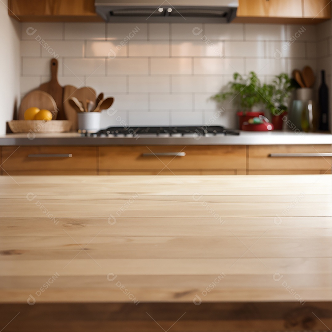 Focar mesa vazia fundo de cozinha