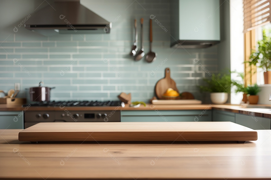 Focar mesa vazia fundo de cozinha