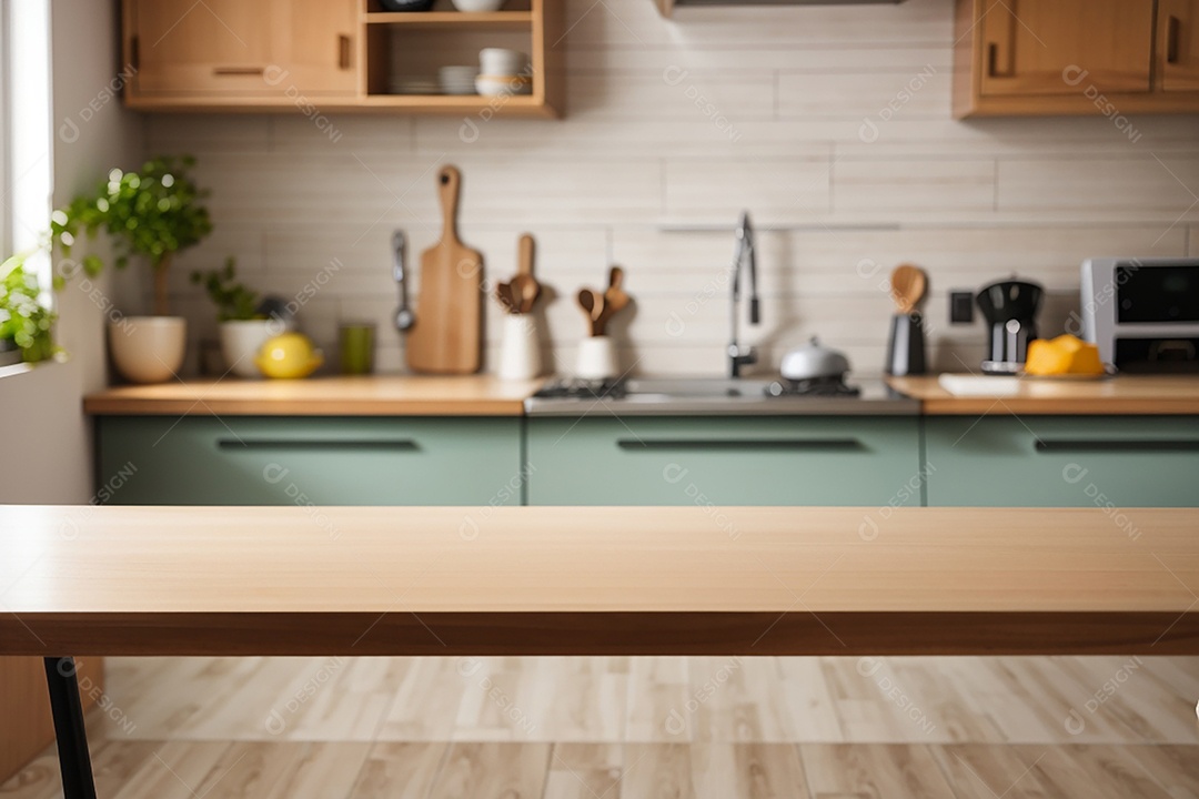 Focar mesa vazia fundo de cozinha