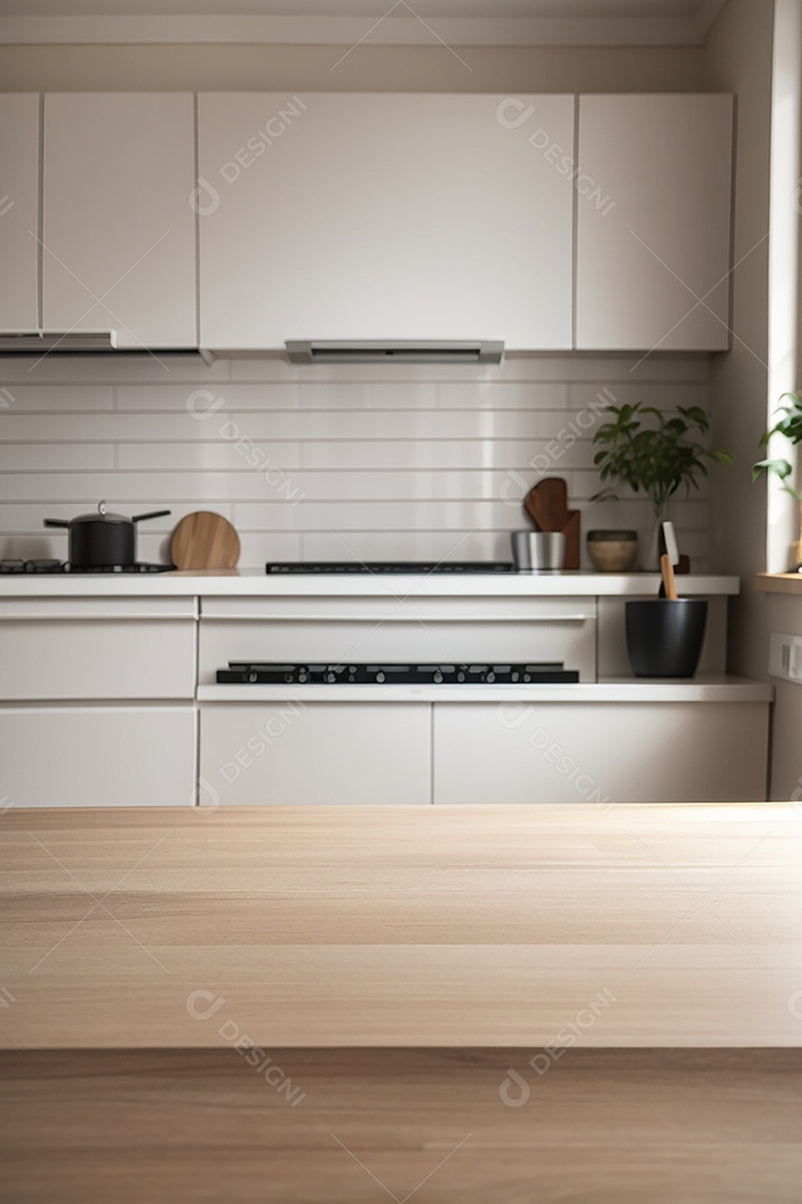 Focar mesa vazia fundo de cozinha