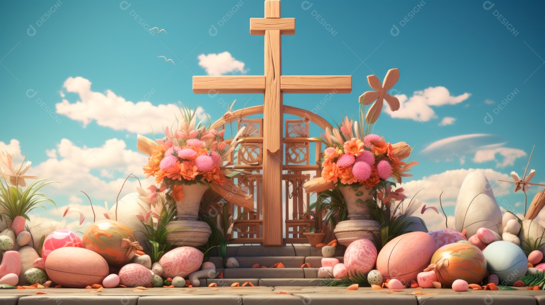 Sexta-feira Santa Sexta-feira Santa, 29 de março Desenho animado em 3D IA generativa.