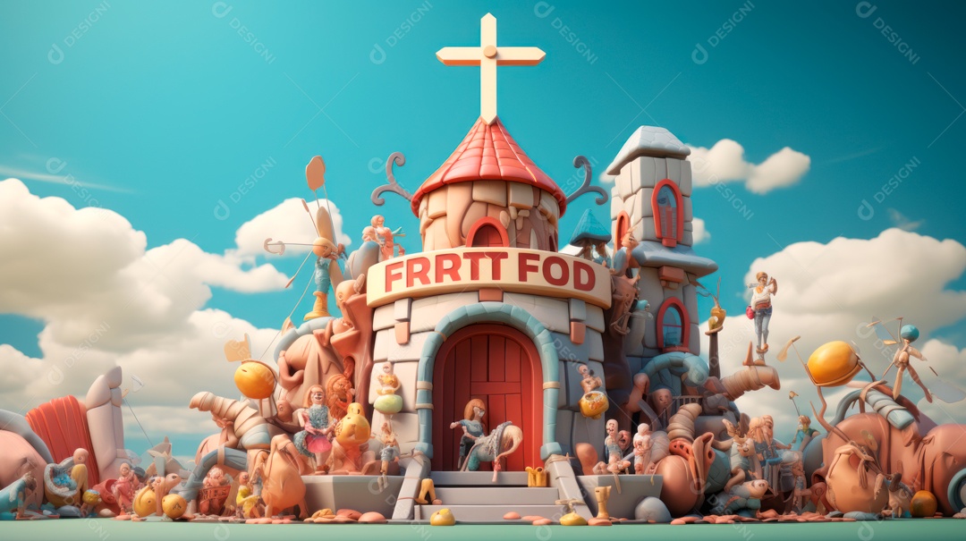 Sexta-feira Santa Sexta-feira Santa, 29 de março Desenho animado em 3D IA generativa.