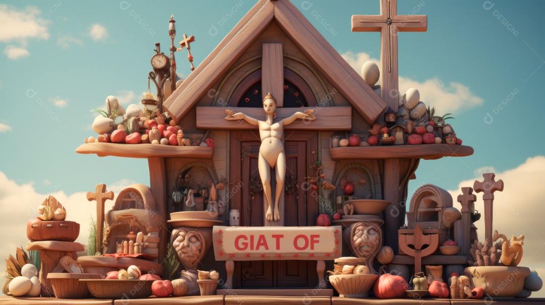 Sexta-feira Santa Sexta-feira Santa, 29 de março Desenho animado em 3D IA generativa.