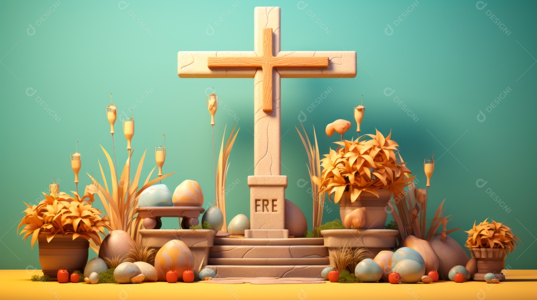 Sexta-feira Santa Sexta-feira Santa, 29 de março Desenho animado em 3D IA generativa.