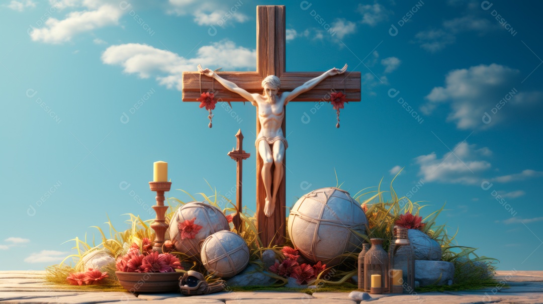 Sexta-feira Santa Sexta-feira Santa, 29 de março Desenho animado em 3D IA generativa.