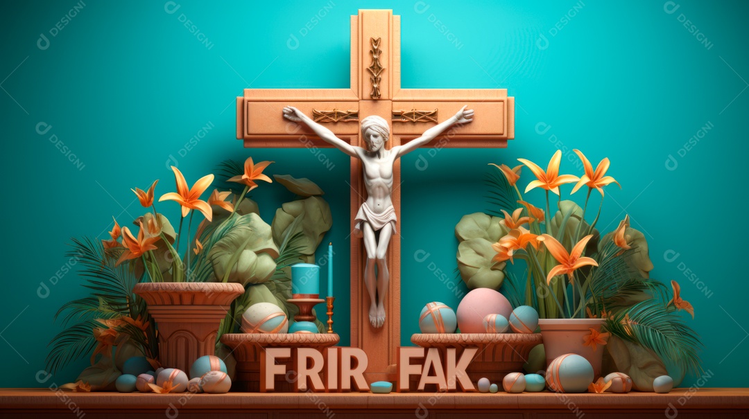 Sexta-feira Santa Sexta-feira Santa, 29 de março Desenho animado em 3D IA generativa.