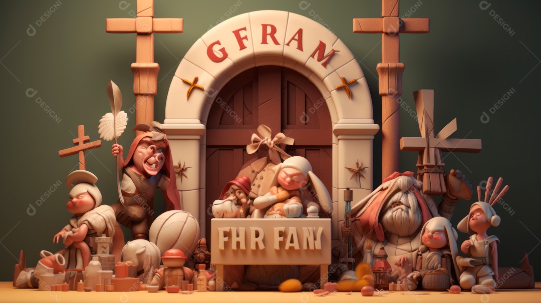 Sexta-feira Santa Sexta-feira Santa, 29 de março Desenho animado em 3D IA generativa.