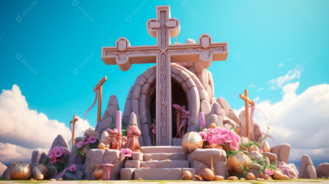 Sexta-feira Santa Sexta-feira Santa, 29 de março Desenho animado em 3D IA generativa.