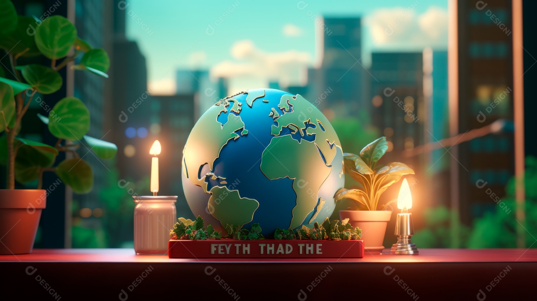 Dia da Terra Apague as luzes 30 de março Desenho 3D Generative AI.