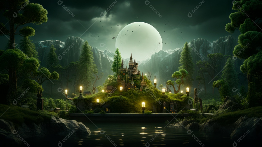 Dia da Terra Apague as luzes 30 de março Desenho 3D Generative AI.