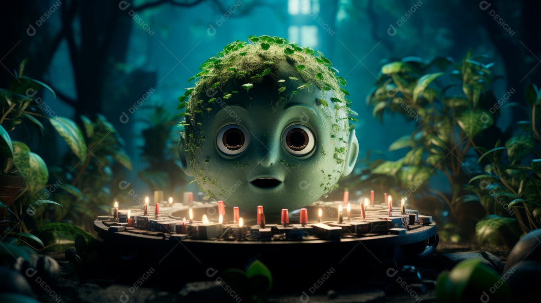 Dia da Terra Apague as luzes 30 de março Desenho 3D Generative AI.