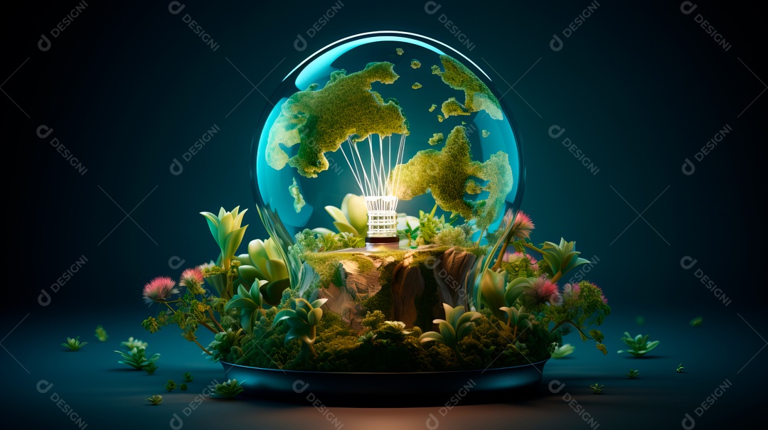 Dia da Terra Apague as luzes 30 de março Desenho 3D Generative AI.