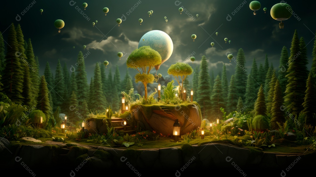 Dia da Terra Apague as luzes 30 de março Desenho 3D Generative AI.