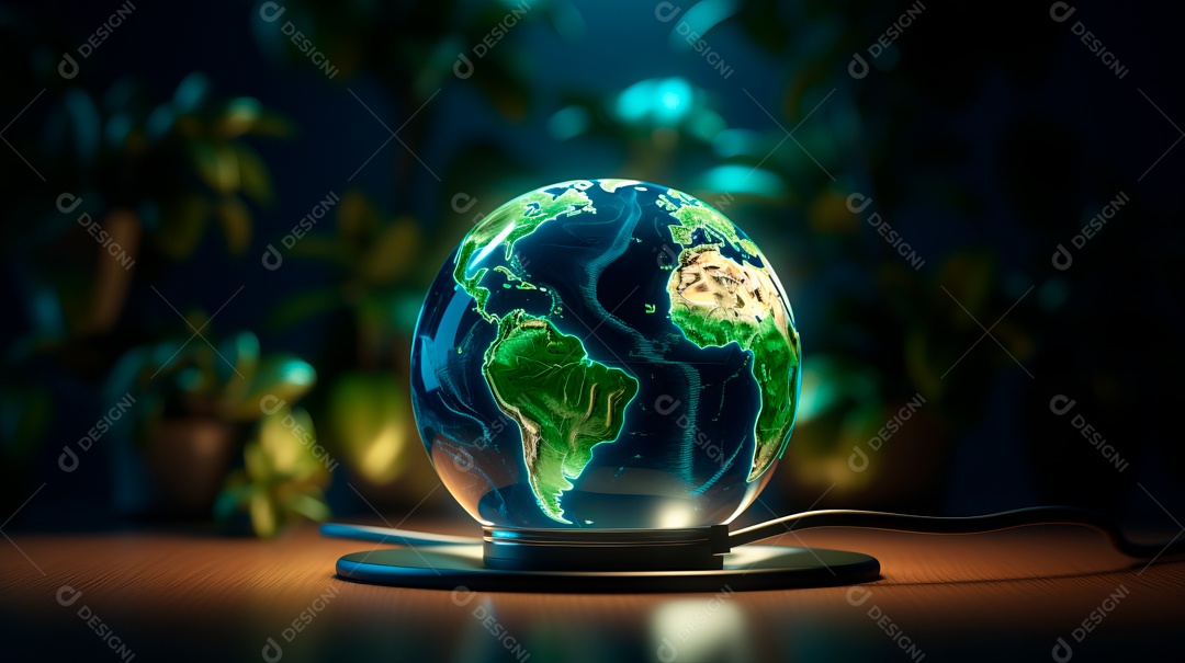 Dia da Terra Apague as luzes 30 de março Desenho 3D Generative AI.