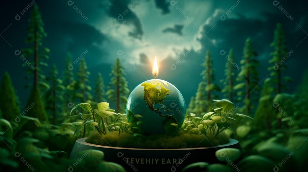 Dia da Terra Apague as luzes 30 de março Desenho 3D Generative AI.