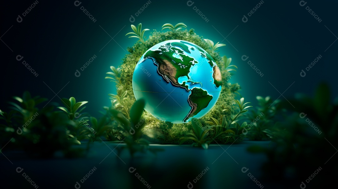 Dia da Terra Apague as luzes 30 de março Desenho 3D Generative AI.