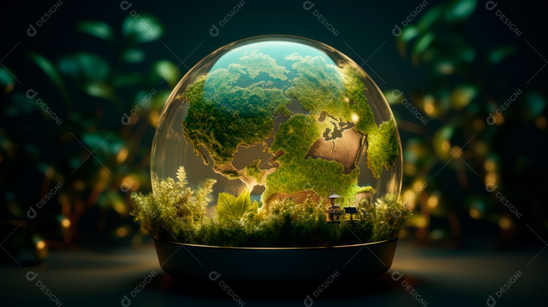 Dia da Terra Apague as luzes 30 de março Desenho 3D Generative AI.