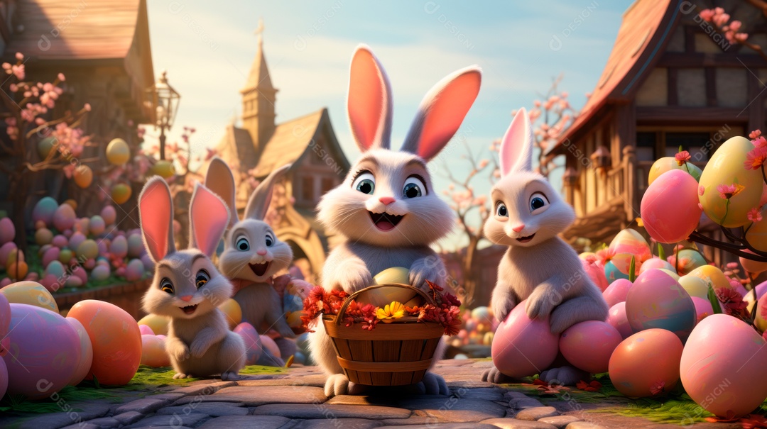 Páscoa ou dia da ressurreição de Jesus Cristo, 31 de março Desenho 3D.