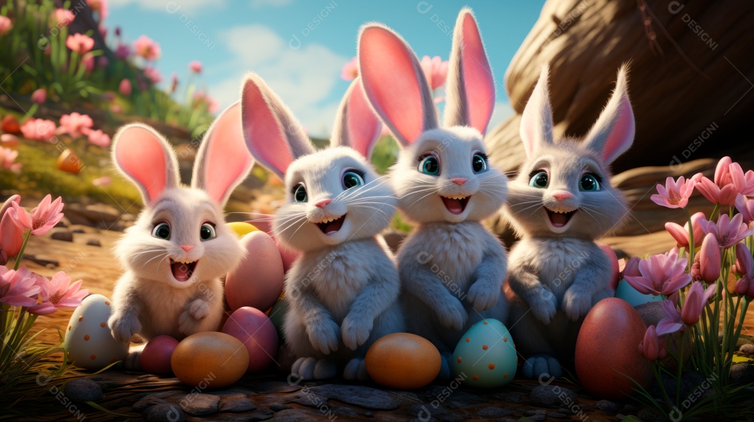 Páscoa ou dia da ressurreição de Jesus Cristo, 31 de março Desenho 3D.