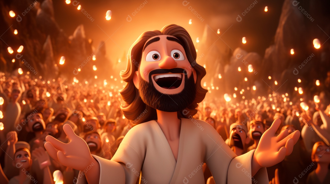 O dia da ressurreição de Jesus Cristo, 31 de março, desenho animado.